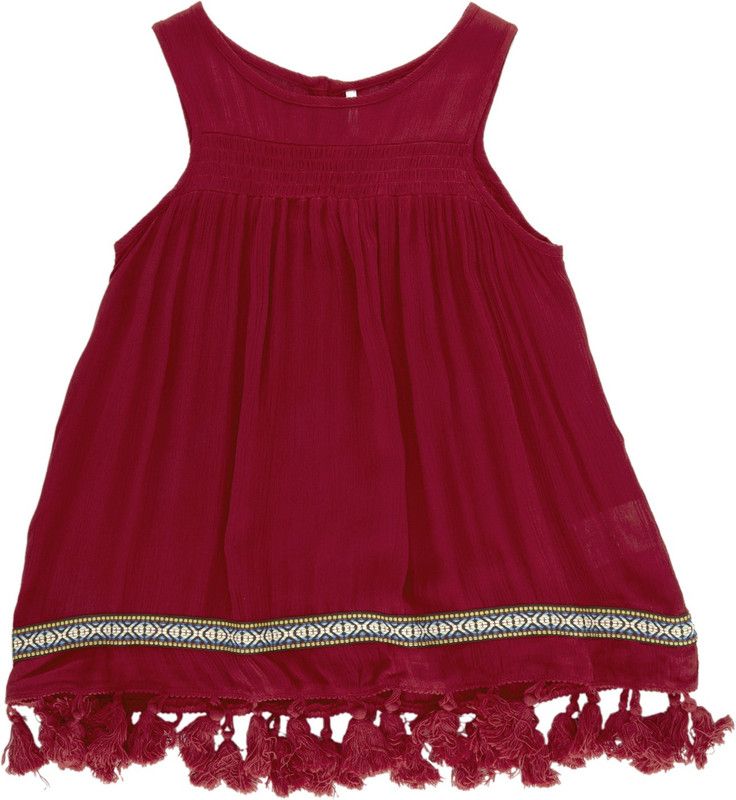 Girls Casual Cotton Viscose Blend Blouson Top  (Red, Pack of 1)