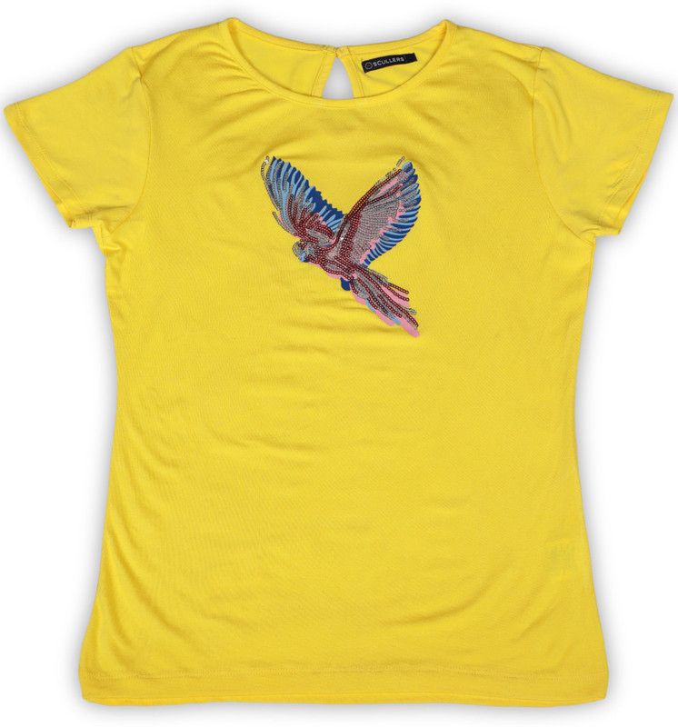 Girls Casual Lycra Blend Top  (Yellow, Pack of 1)