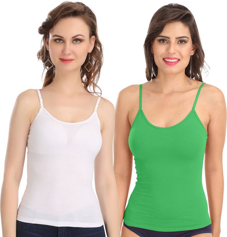 Women White, Green Camisole