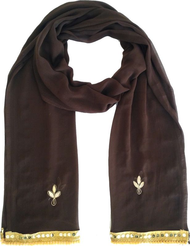 Chiffon Embroidered Brown Women Dupatta