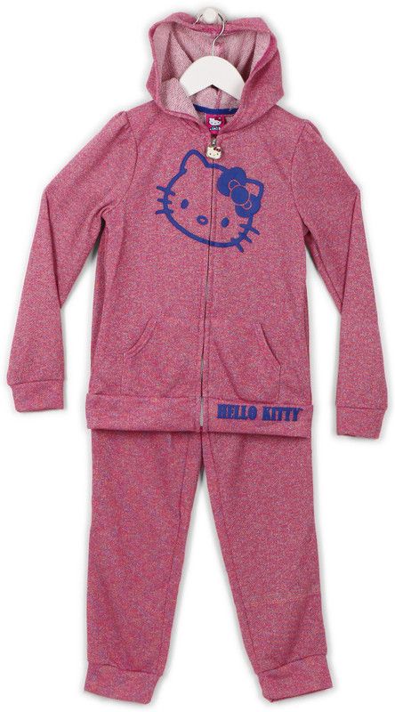 Girls Hello Kitty Casual Sweatshirt Sweatpant  (Pink, Pack of 1)