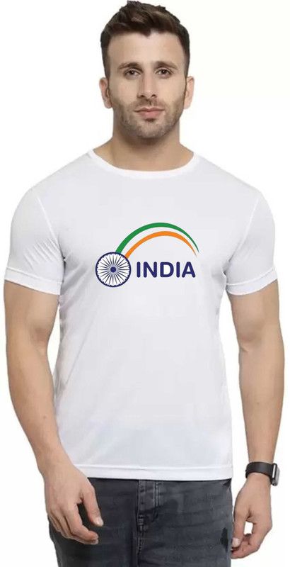 34 s Men Graphic Print Round Neck Polyester White T-Shirt