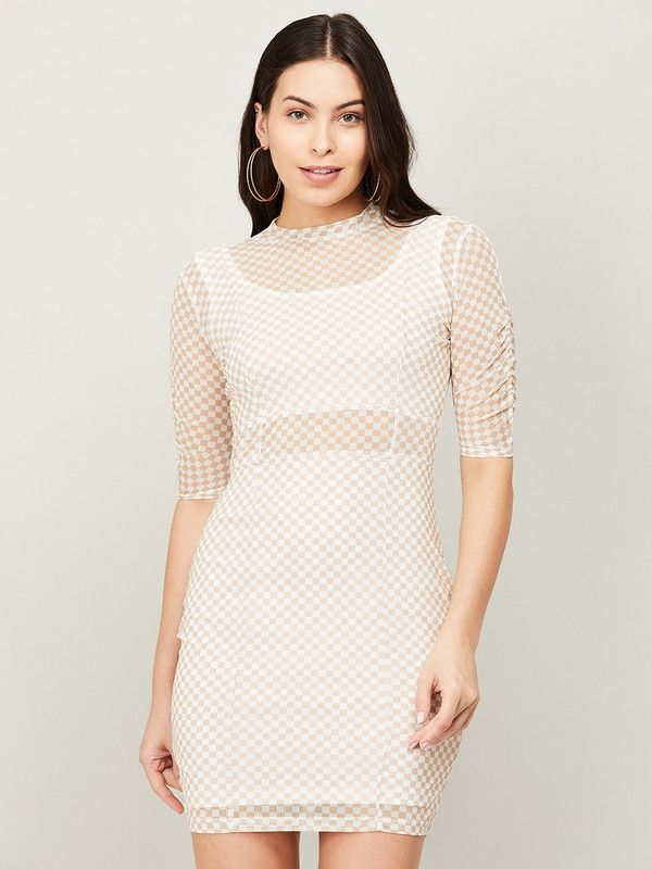 Women Asymmetric Beige Dress
