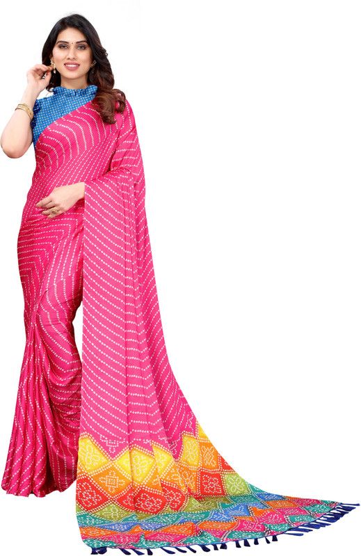 Printed Banarasi Chiffon Saree  (Pink)