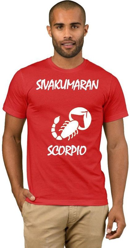 Sivakumaran Zodiac Scorpio Style Fashion V10 Men Printed Round Neck Cotton Blend Red T-Shirt