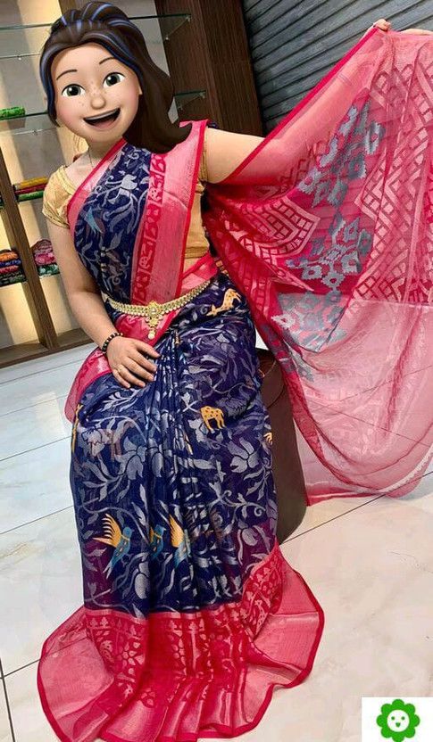 Printed, Woven, Floral Print Bollywood Chiffon, Brasso Saree  (Green, Pink)