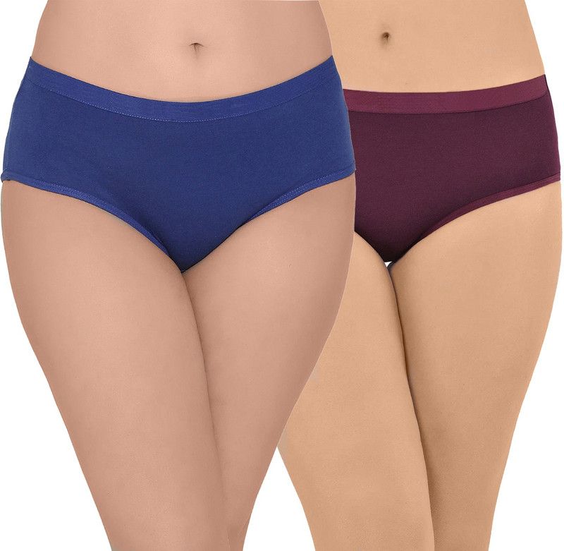 Pack of 2 Women Hipster Blue, Purple Panty