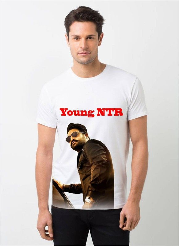 Men Tie & Dye Round Neck Polyester White T-Shirt