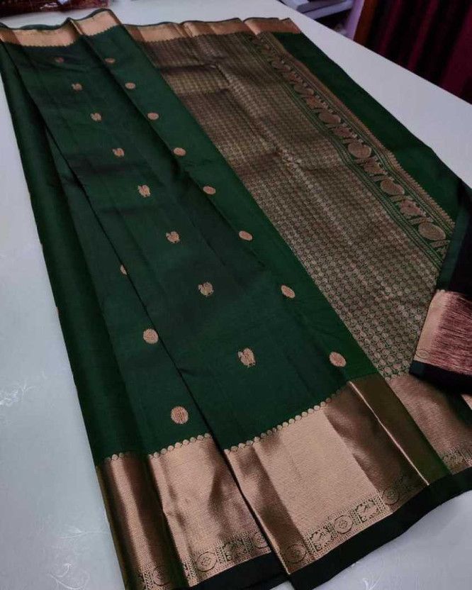 Woven Kanjivaram Pure Silk Saree  (Red, Green)