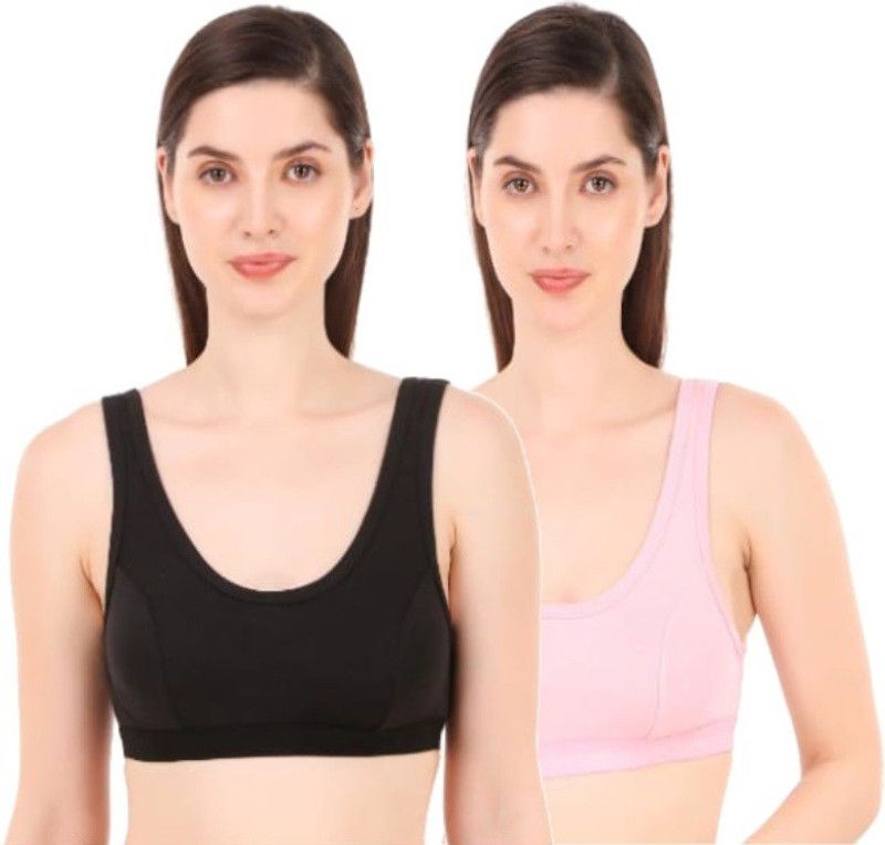 Full Coverage Girls Sports Non Padded Bra  (Pink, Black)