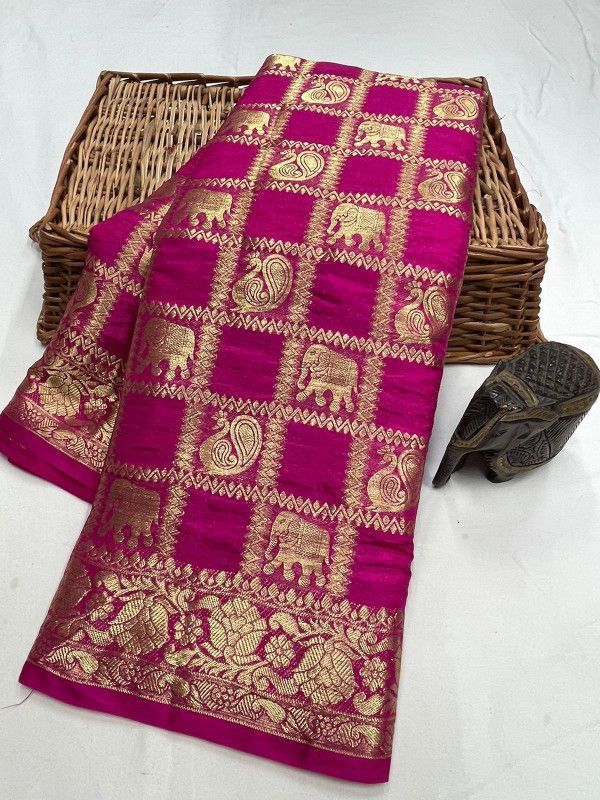 Self Design Rajshahi Art Silk Saree  (Pink)