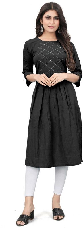 Women Embellished Kurta  (Black)