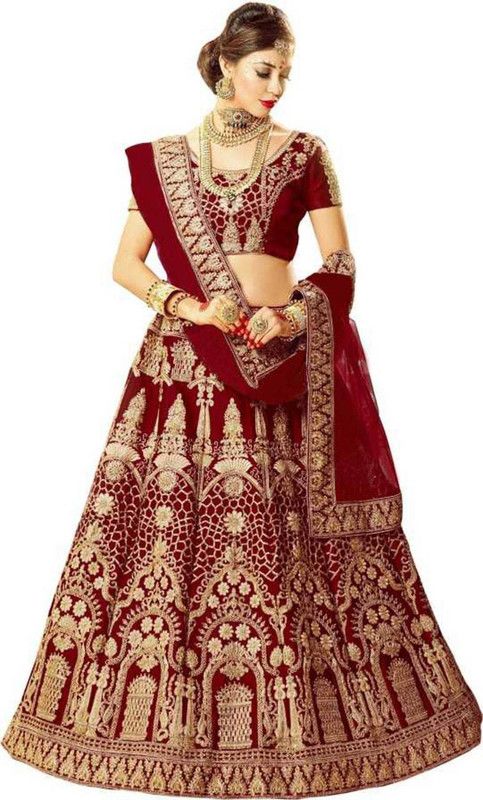 Stitched Lehenga Choli  (Red)