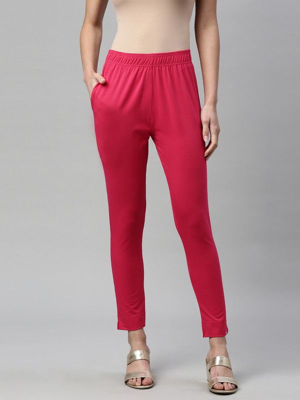 Missiva Ankle Length Western Wear Legging  (Pink, Solid)