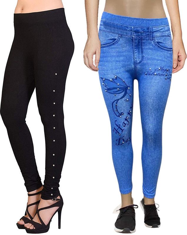Black, Light Blue Jegging  (Printed)