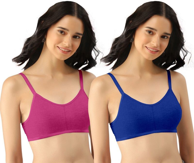 Pack of 2 Women Cami Bra Non Padded Bra  (Pink, Blue)