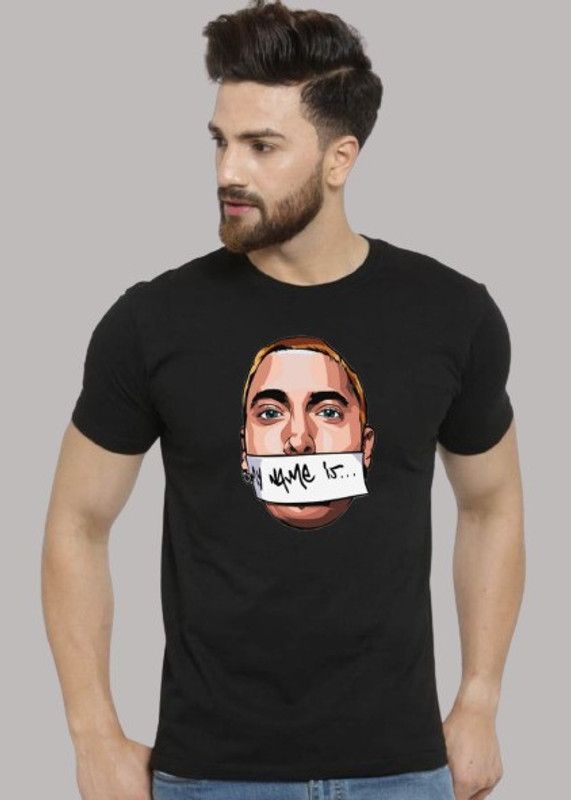 NAME IS Black T shirt Unisex | Printed Men's Half Sleeve Round Neck Men Printed Round Neck Cotton Blend Black T-Shirt