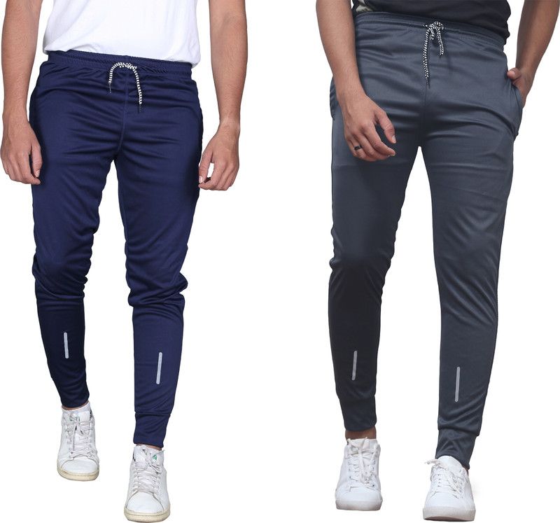 Solid Men Dark Blue, Grey Track Pants