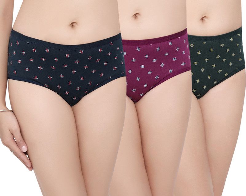 Pack of 3 Women Hipster Purple, Dark Green, Dark Blue Panty
