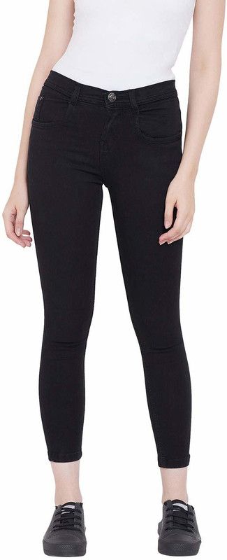 Women Slim Mid Rise Black Jeans
