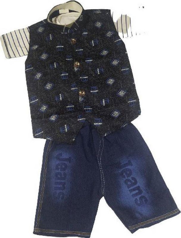 Baby Boys Party(Festive) Jacket Shorts  (Blue)