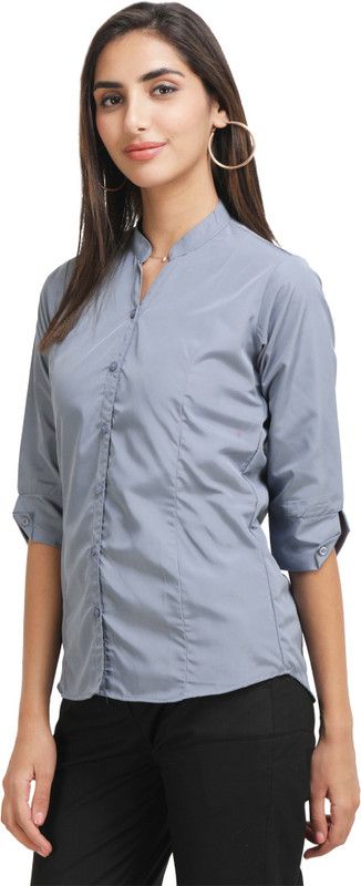 Women Solid Formal Grey Shirt