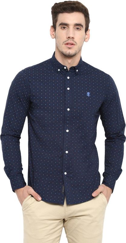 RSF8434 Men Regular Fit Polka Print Button Down Collar Casual Shirt