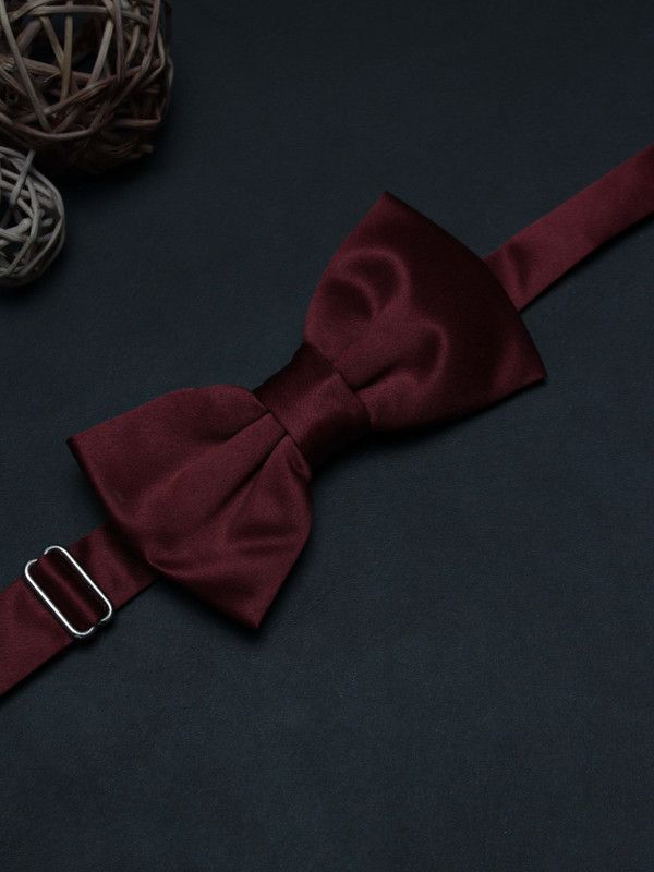 PELUCHE Essentials Maroon Coloured Premium Cotton bowtie Solid Men Tie