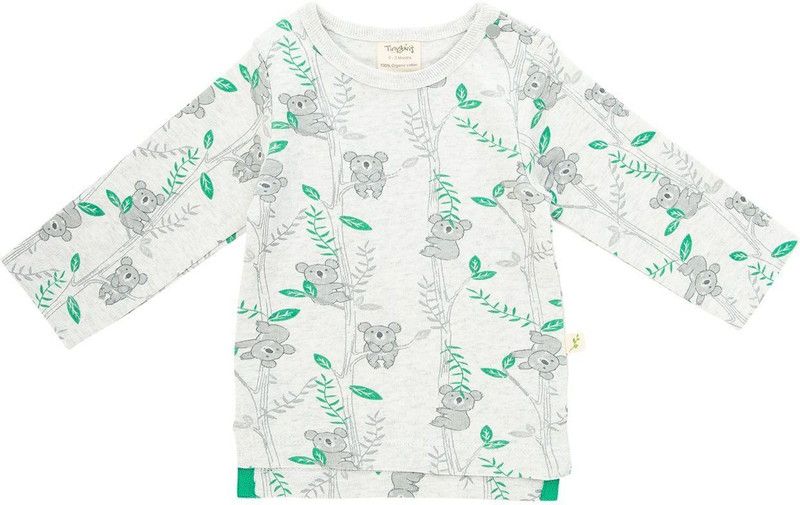 Baby Boys Printed Organic Cotton T Shirt  (Silver, Pack of 1)