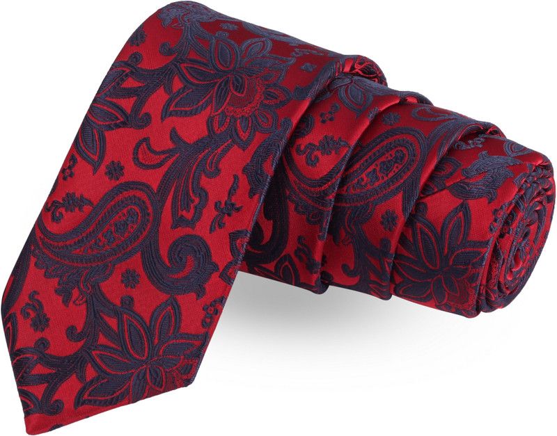 PELUCHE The Covert Slay Red Colored Microfiber Neck Floral Print Men Tie