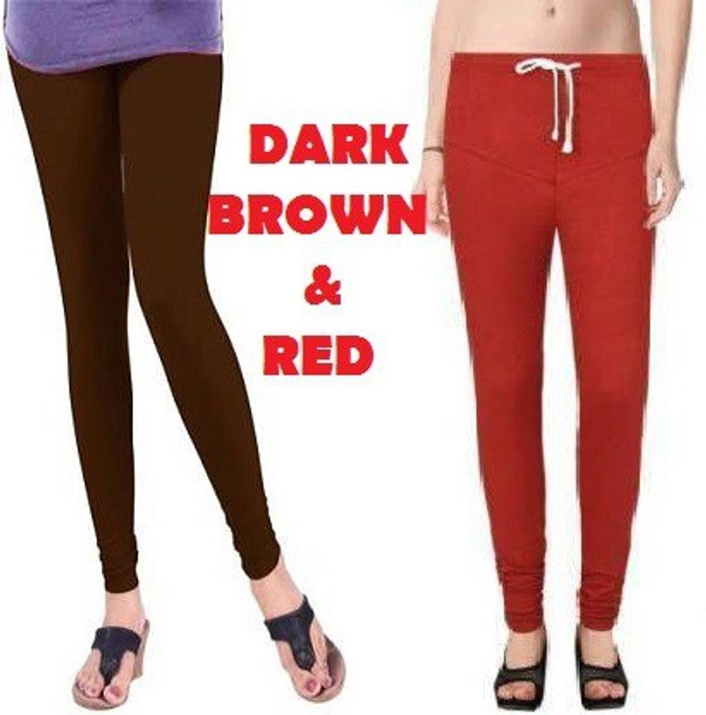 Churidar Ethnic Wear Legging  (Brown, Red, Solid)