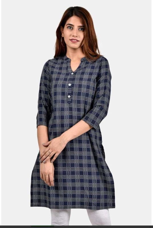Women Checkered Cotton Rayon Straight Kurta  (Multicolor)