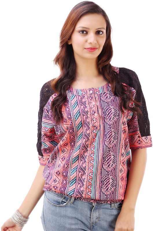 Casual Regular Sleeves Lace Women Multicolor Top