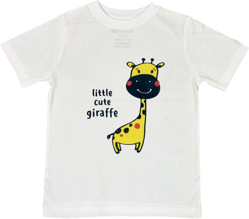 Baby Boys Typography Cotton Blend T Shirt  (White, Pack of 1)