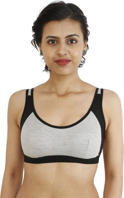 Women Bralette Non Padded Bra  (Grey, Black)