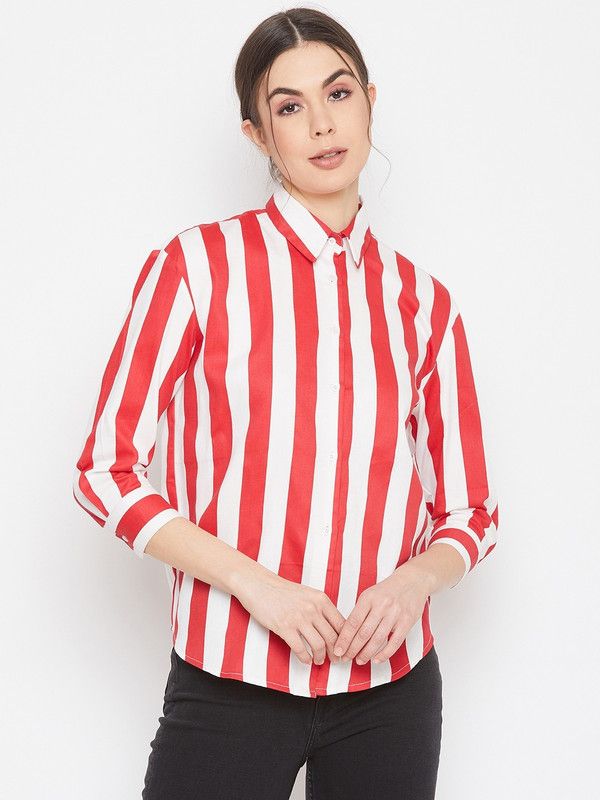 Women Slim Fit Color Block Casual Shirt