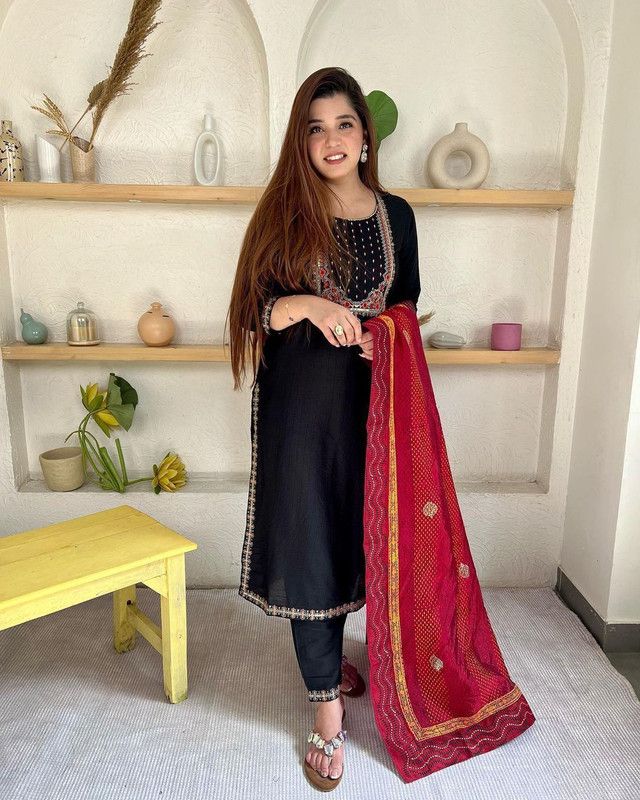 Solid Kurta, Palazzo & Dupatta Set