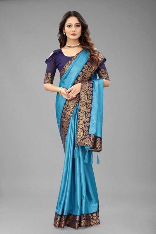 Woven Jamdani Art Silk Saree  (Light Blue)