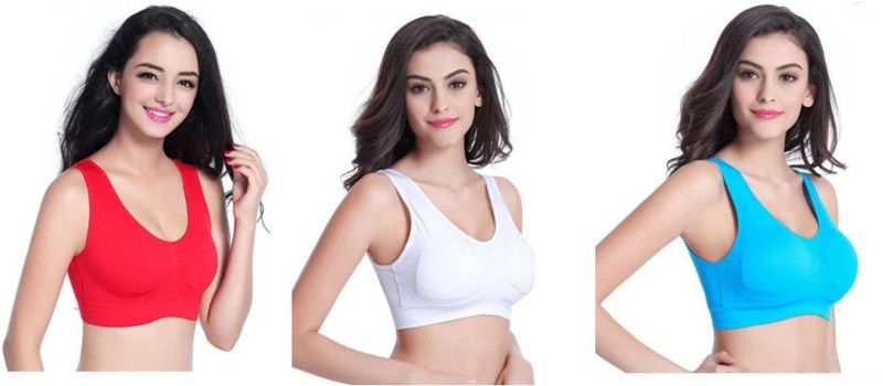 Pack of 3 Women Sports Non Padded Bra  (Red, White, Blue)