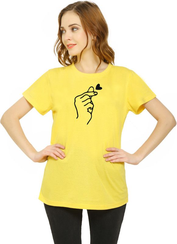 Striped Men Round Neck Full Sleeve T-Shirt Women Printed Round Neck Cotton Blend Yellow T-Shirt