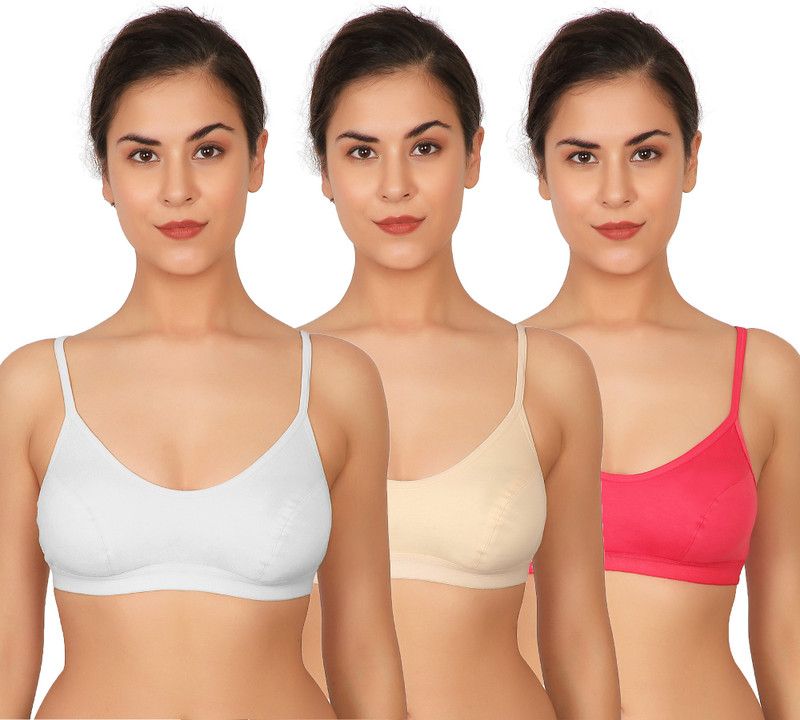 Pack of 3 Women Cami Bra Non Padded Bra  (White, Pink, Beige)