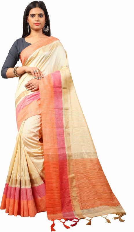 Self Design Bollywood Art Silk Saree  (Cream)