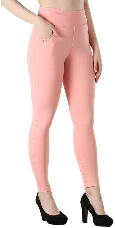 feminine affair Pink Jegging  (Solid)