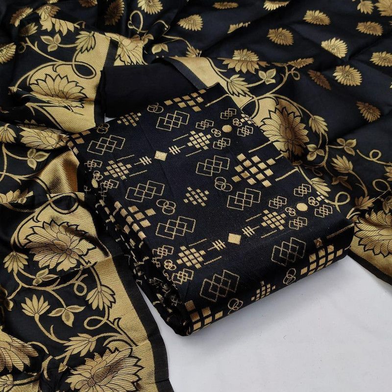 Unstitched Polycotton Kurta & Churidar Material Self Design