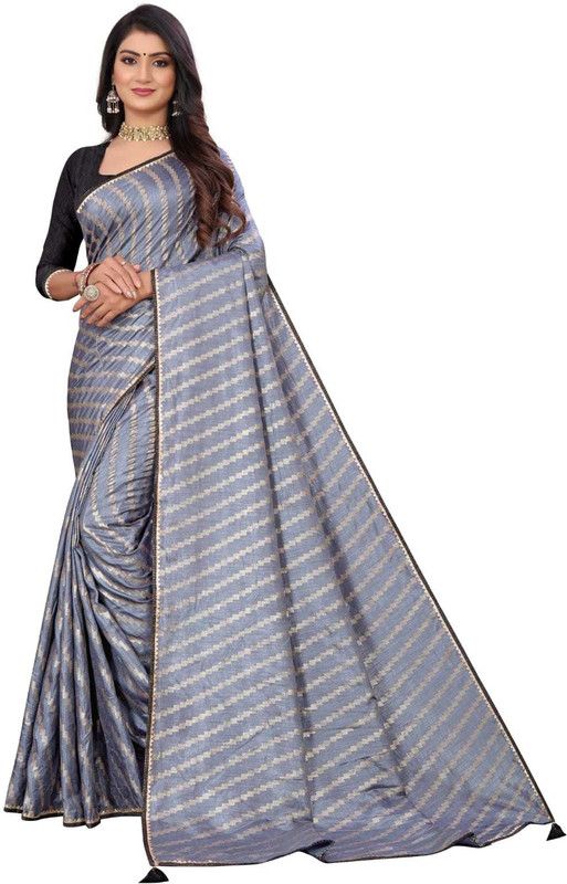 Self Design, Embellished, Dyed Daily Wear Georgette, Pure Silk Saree  (Grey)