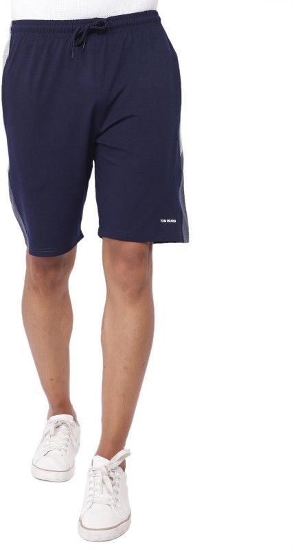 Solid, Color Block Men Dark Blue Basic Shorts