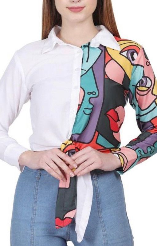 Women Regular, NA Fit Printed Spread Collar Casual Shirt