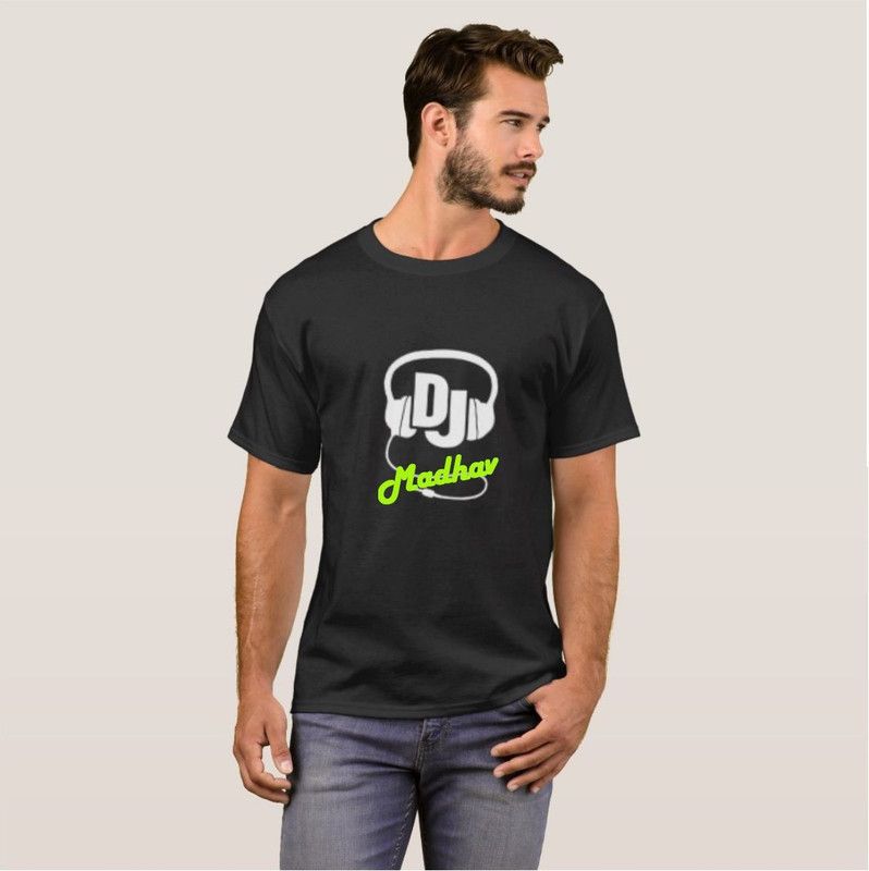 Madhav Cool College DJ Musical Stylish V02 Men Printed Round Neck Cotton Blend Black T-Shirt