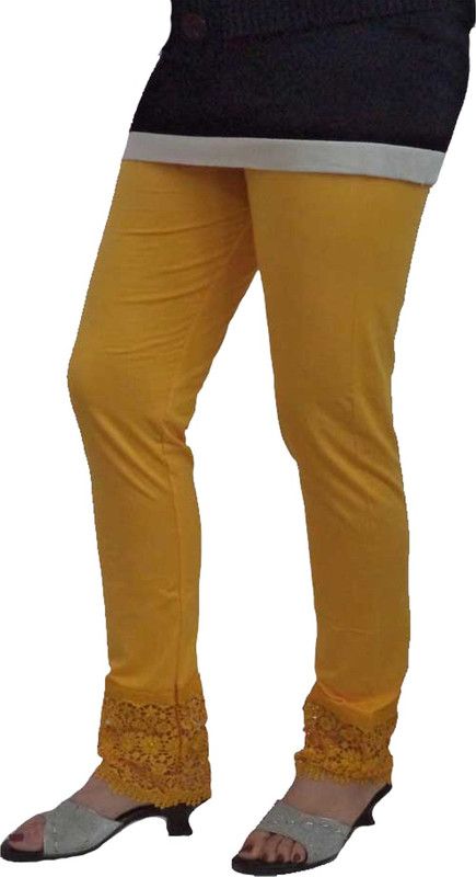 BikenWear Ethnic Wear Legging  (Yellow, Solid)