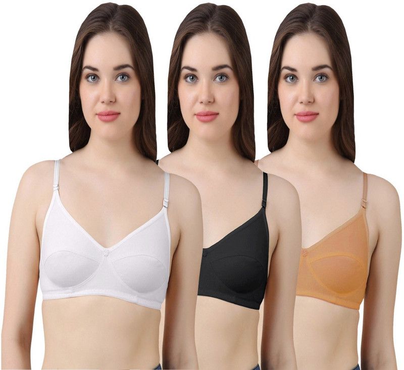 Women Non Padded Bra  (Beige, Black, White)